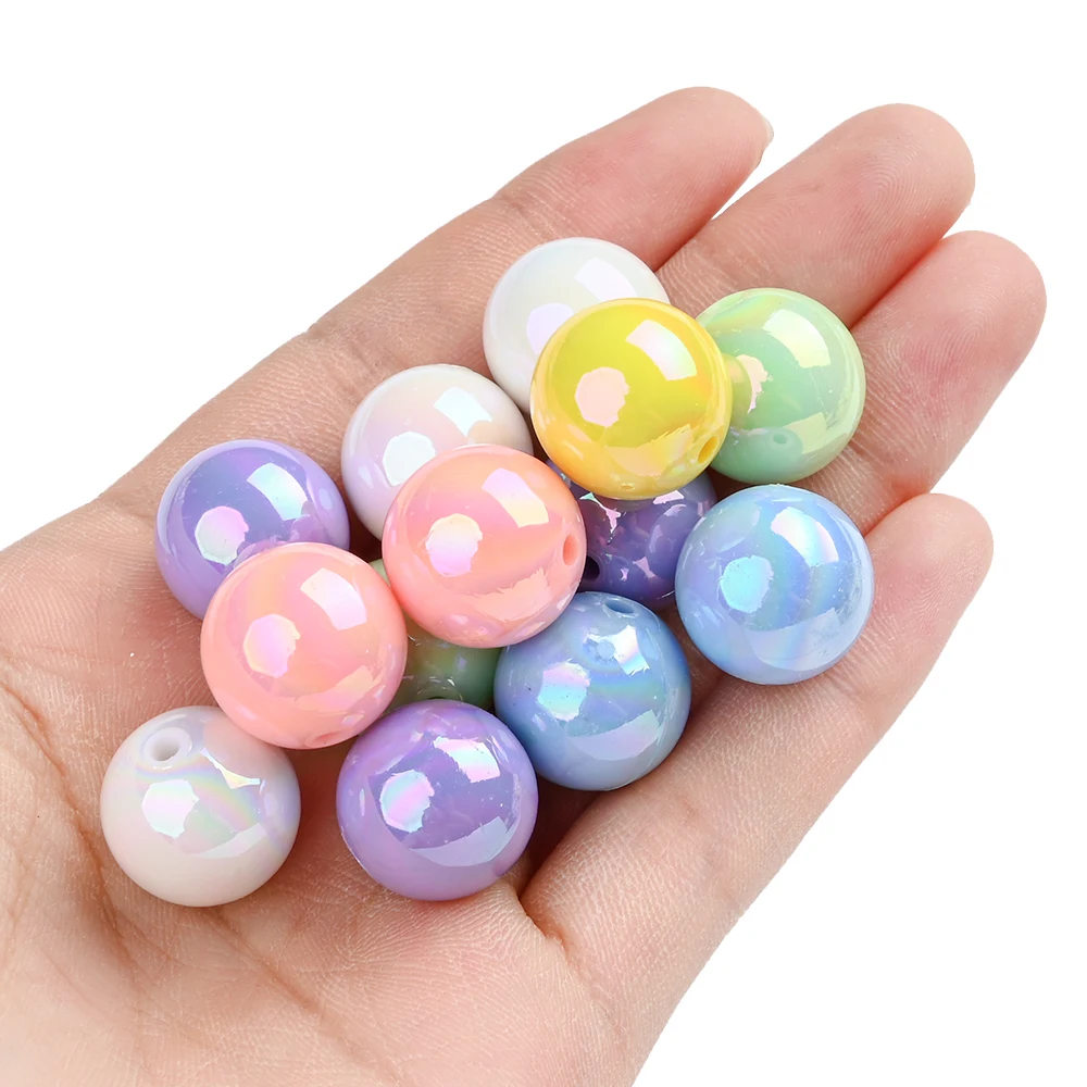 50Pcs 16mm Acrylic Round Beads 6 Colors Loose Spacer Bead For Baby Food Grade Pacifier Chain Making Jewelry Necklace image 5