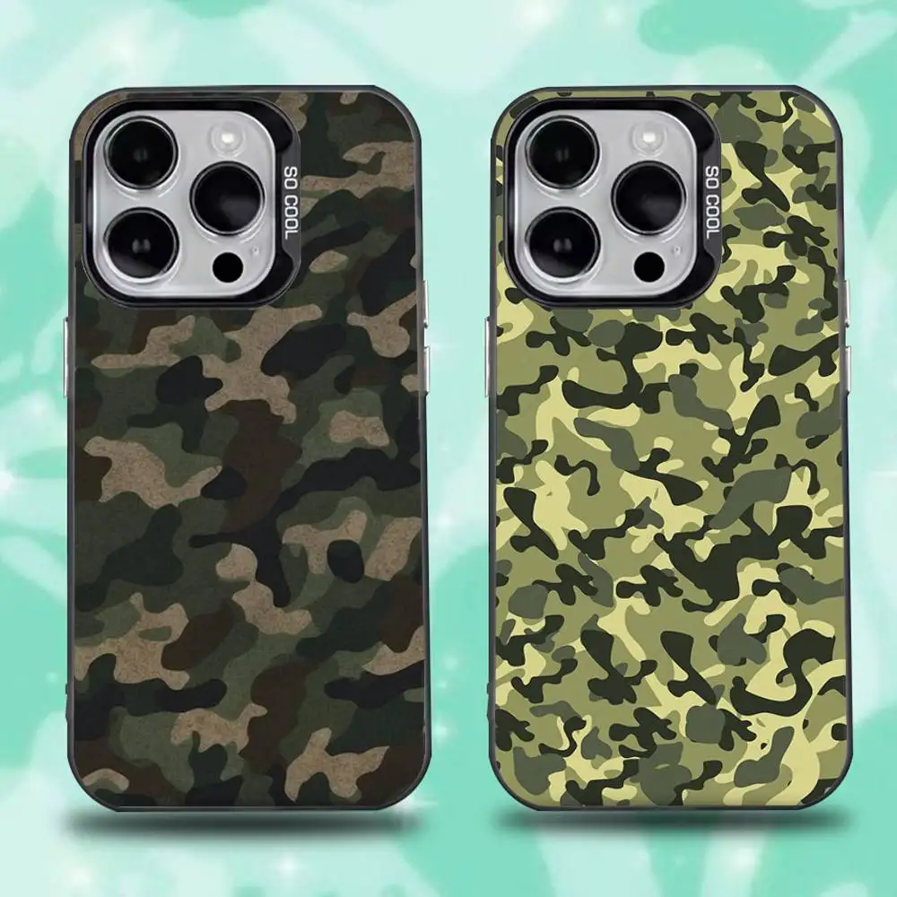 

Fashion Camouflage Phone Case For iPhone 16,15,14,13,12,11,Pro,Max,Plus,Mini,XS,SE Anti Fall Black Matte Hard Bumper