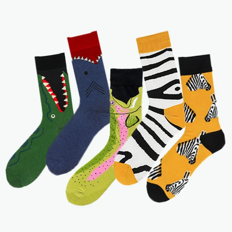 Cotton Fashion Personality Unisex Men Happy Socks Street Skateboard Fruits Food Dogs Harajuku Funny Boys Male  Causal Sox Gift