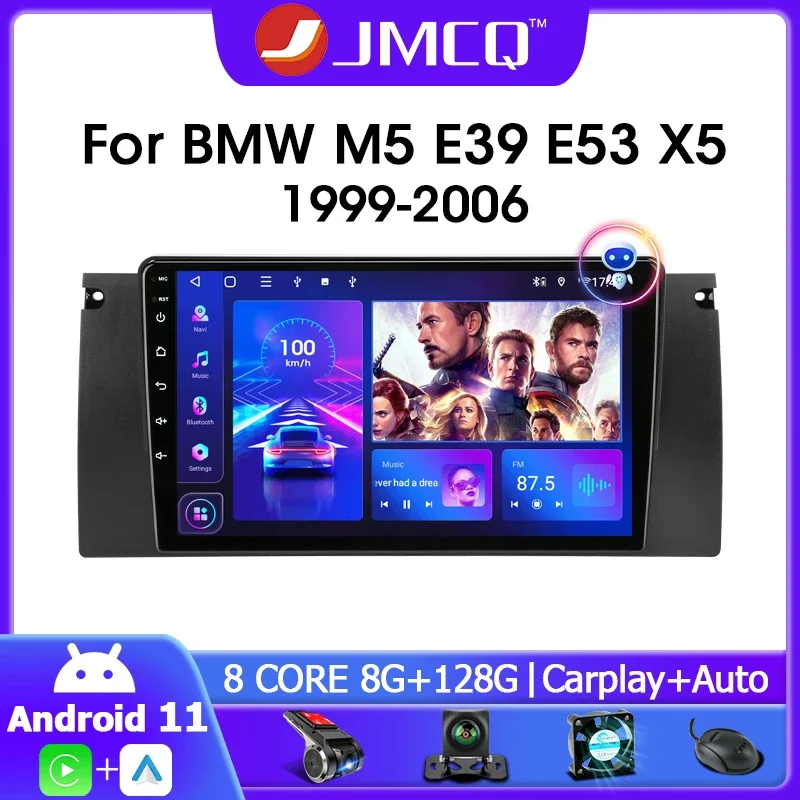 

JMCQ 2 Din Android 11 Car Radio For BMW X5 E39 E53 1999-2006 Multimedia Video Player Navigation GPS Stereo 4G Carplay Head Uint