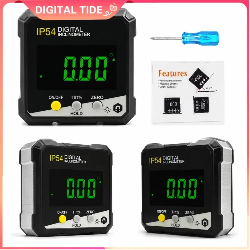 Black Digital Horizontal Angle Meter 360 Degree Magnetic Base Electronic Universal Bevel Protractor Mini Measuring Tool