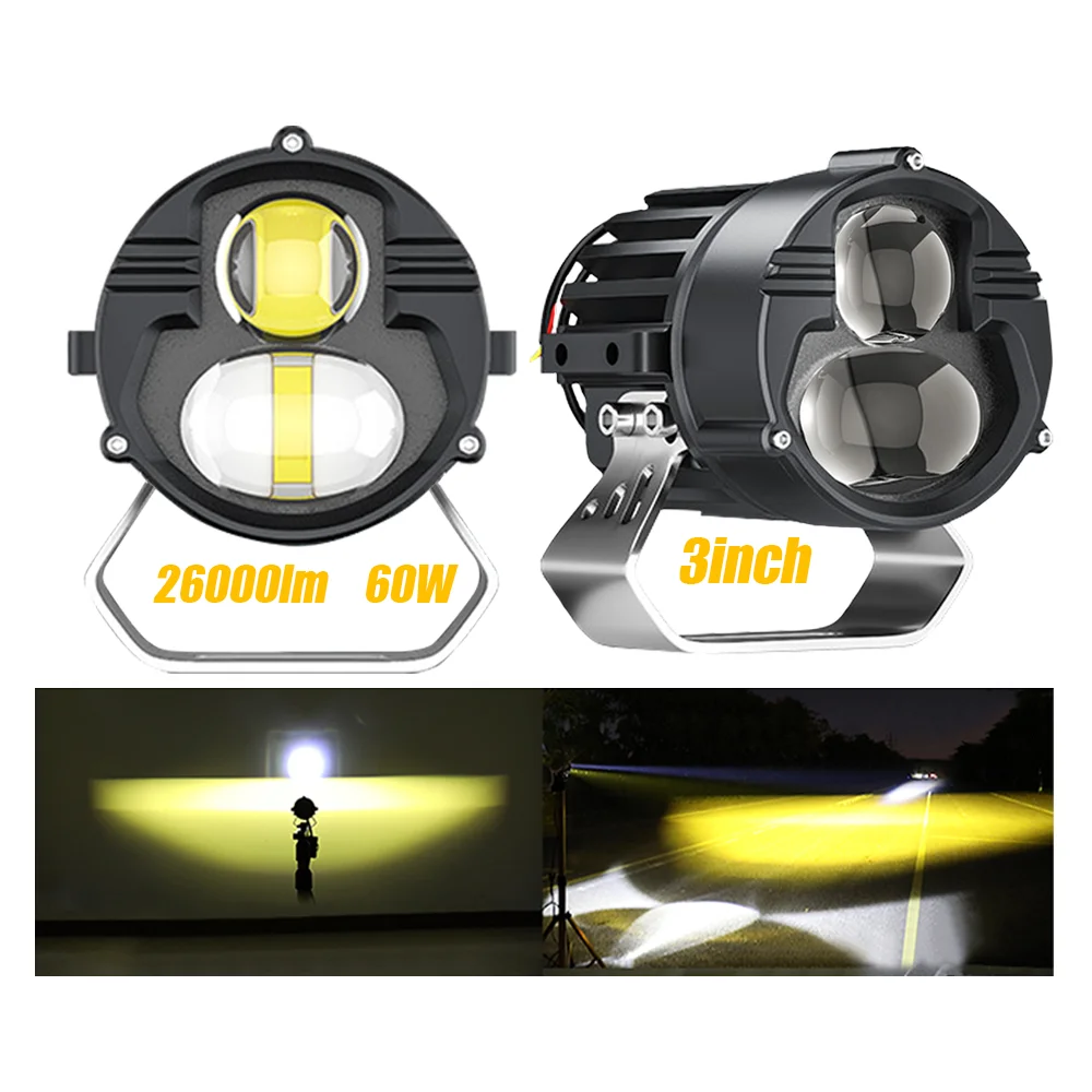 Motorcycle lighting system U30 bi LED Projector headlight Lens Yellow 6000K White 48w External car LED headlight kit for cars