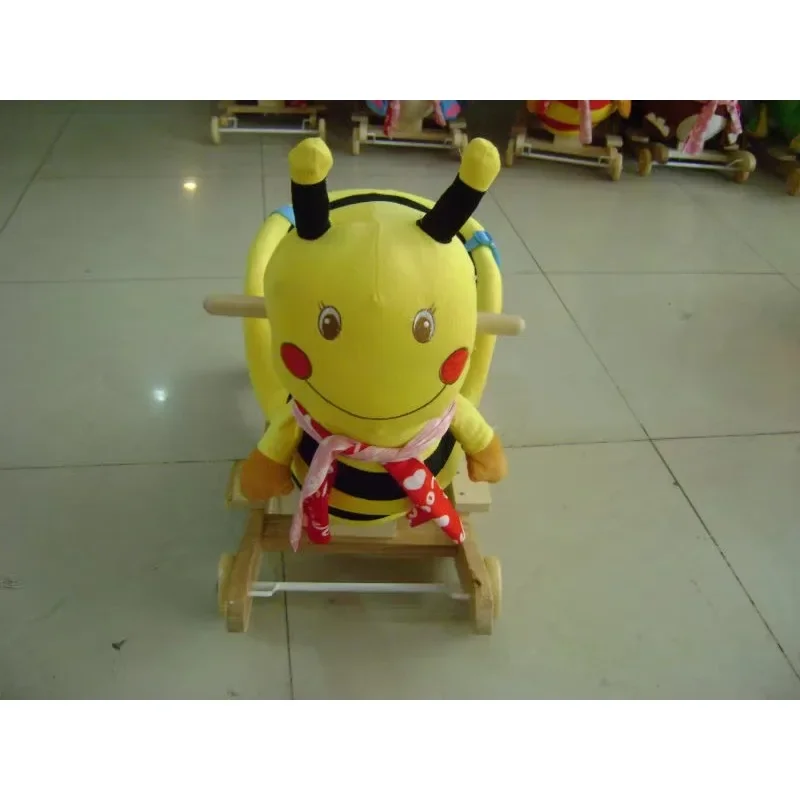 Yellow plush riding toy animal insect rocking red deer children's rocker