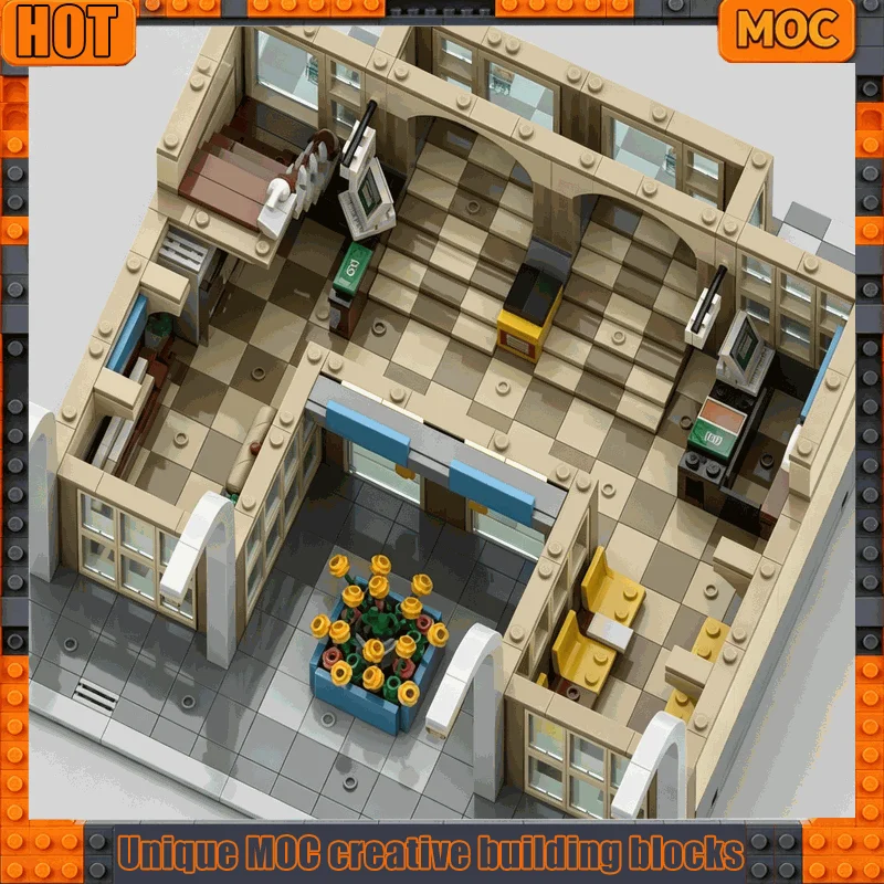 1924PCS MOC Modular Train Station Building Blocks Modern Railway Terminal Architecture Model Assembly Creative Educational Gift