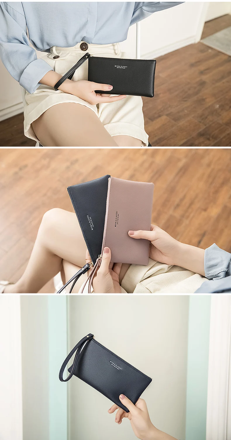 MIYIN Business Casual Damen-Geldbörse Einfache und Tragbare Reißverschluss-Handtasche Lange Brieftasche Bürogeschenk Lehrergeschenk Geschenk für Frauen – Detail 8