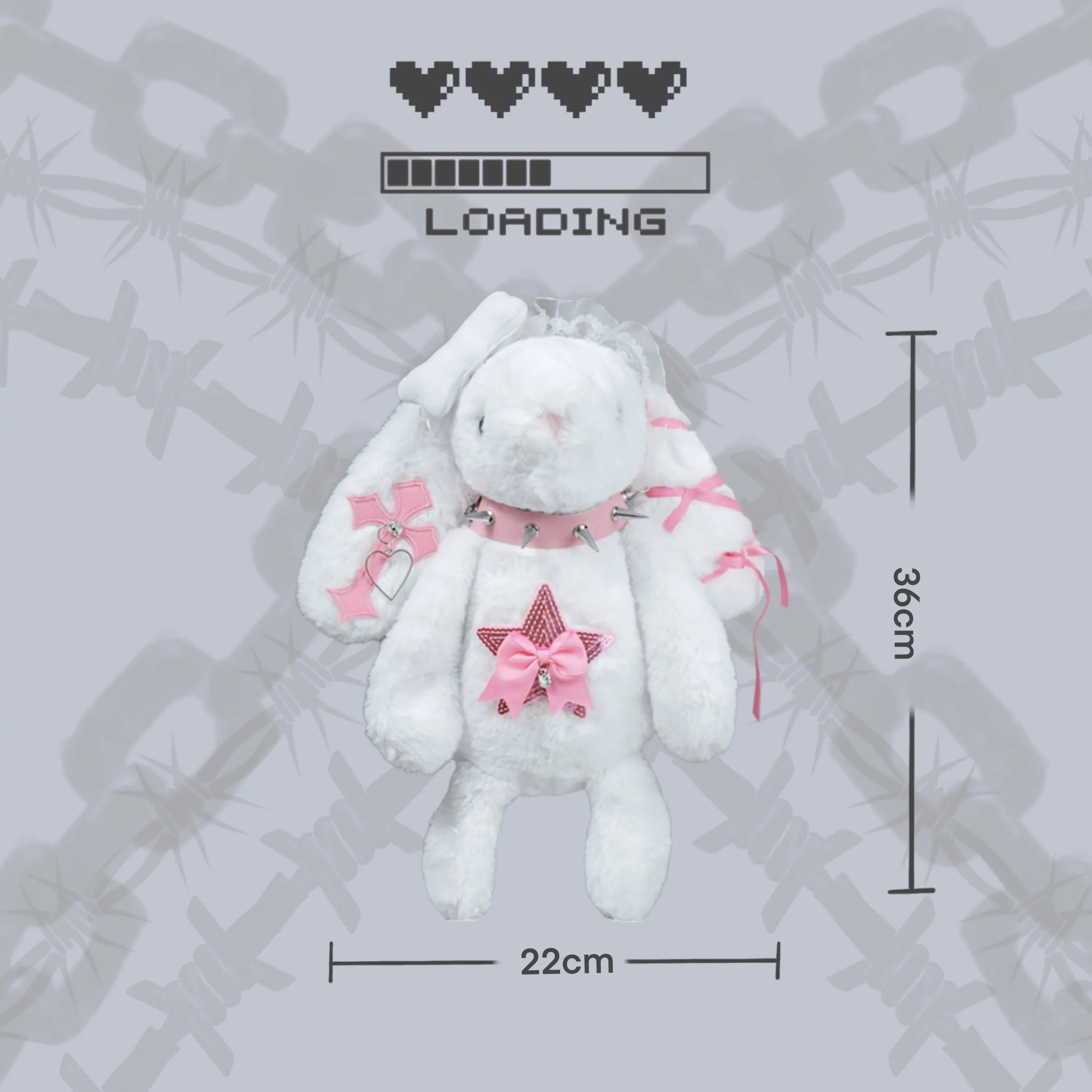 Original Heart Bunny Sweet Cool Crossbody Bag Y2k Babes Plush Lolita Doll Bag Punk Shoulder Bag Women Purses and Handbags