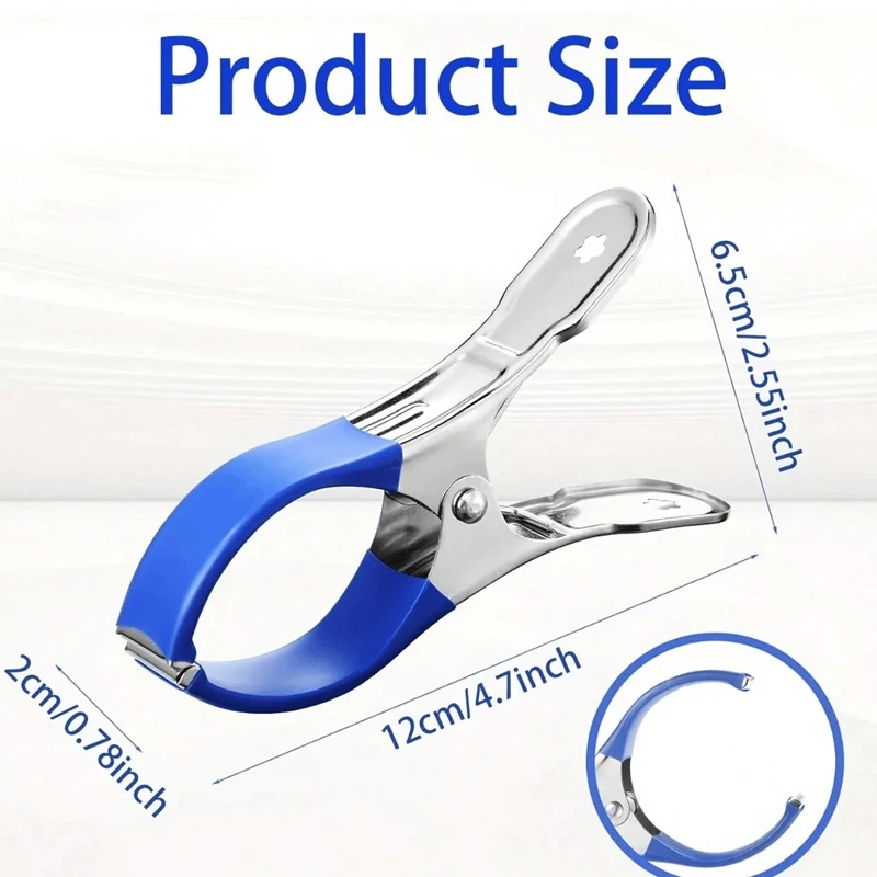 6 Pieces Durable Stainless Steel Pool Cover Clips with Blue Plastic Handles - Heavy Duty Windproof Spring Clips for Secure Above