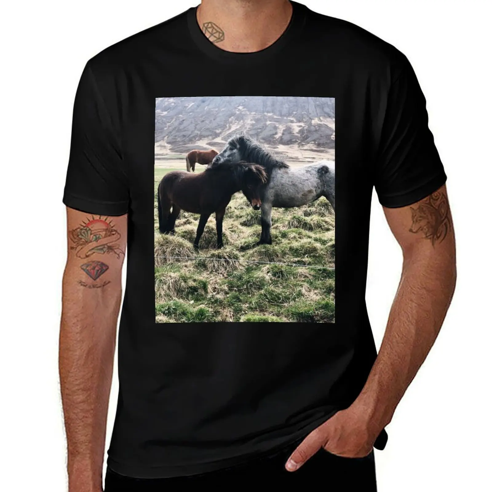 Icelandic Horses T-Shirt Graphic Print Short Sleeve T-Shirt