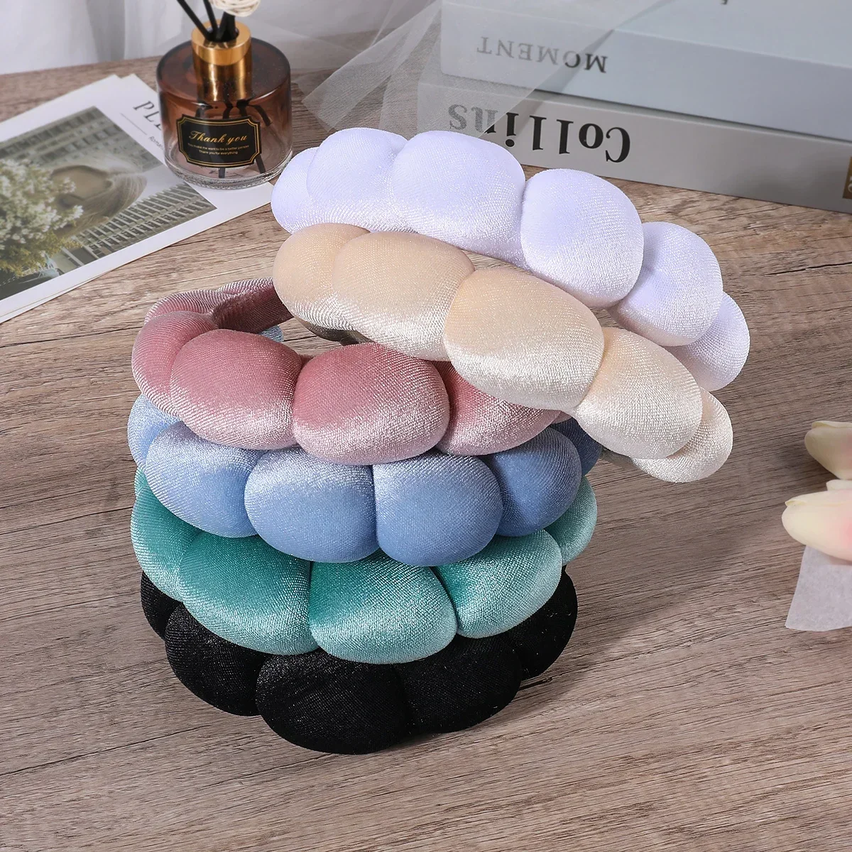 Schwamm-Stirnbänder für Frauen und Mädchen, geschwollenes Haarband, Make-up, Blase, Frottee, Co Spa, Retro-Haarband, Damen-Haar-Accessoires, Kopfbedeckung – Detail 6