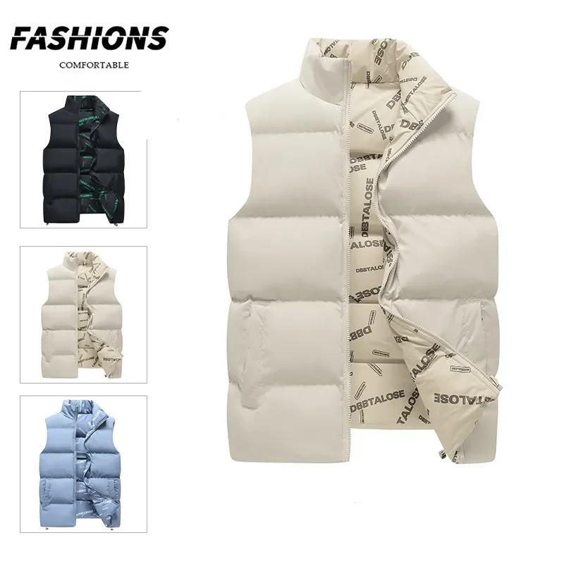 

Мужская зимняя утолщенная хлопковая майка, повседневный жилет, однотонная теплая куртка длиной до рукавов, модный жилет на плечо