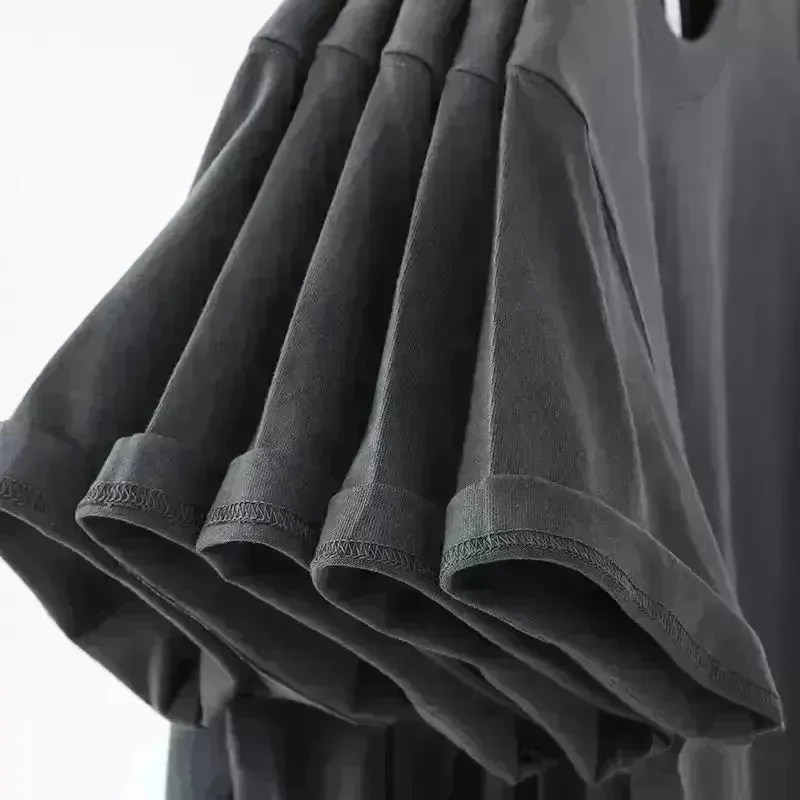 Sommerliches, lässiges, modisches, lockeres, atmungsaktives Retro-T-Shirt aus reiner Baumwolle für Herren, geeignet für den täglichen Gebrauch – Detail 6