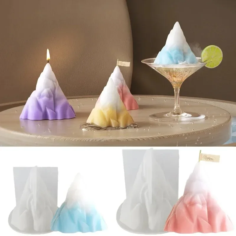 Moule en silicone 3D en forme d'iceberg volcanique pour bougies, gypse d'aromathérapie, résine époxy, gâteaux, glaces et pâtisseries, 1-2 pièces