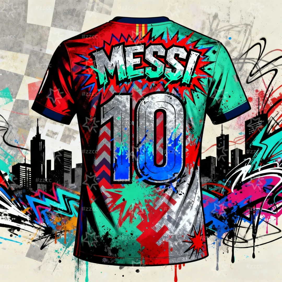 Messi's graffiti fan jersey Match training football jerseys Autumn Sports Dry Quickly Men's T-Shirt KID's Clothing Tee Y2k Woman