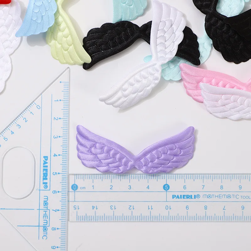 80 Stück 6,5*2CM Satin-Engelsflügel-Applikationen zum Aufnähen für DIY Haarspangen-Zubehör, Stofftaschen, Geschenkverpackungen, Dekoration – Detail 13