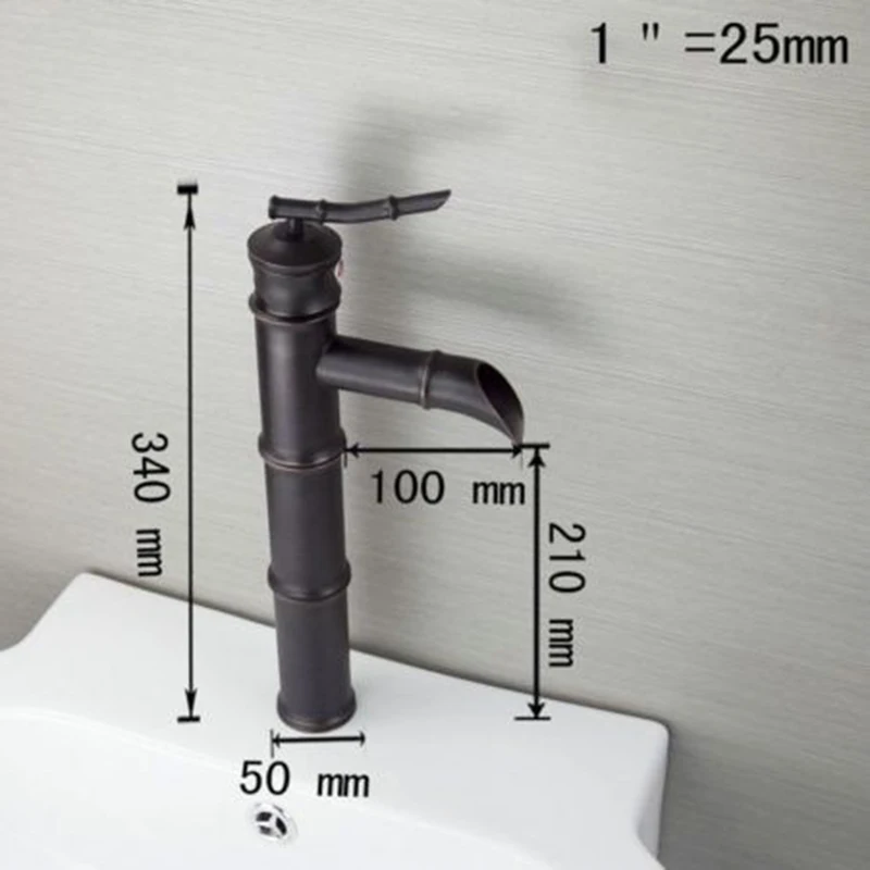 MONITE رواية بالوعة الحمام صنبور الخيزران نمط ثقب واحد مكافحة الأعلى بالوعة الصنابير العتيقة والأسود الساخن الباردة صنبور حوض خلاط