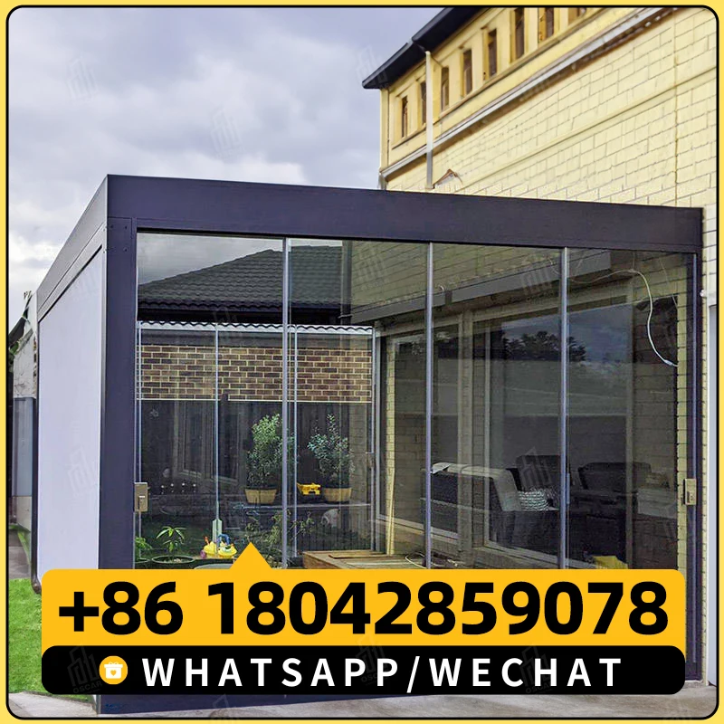 Robuster Luxus-Garten-Terrassenpavillon aus Aluminium mit wasserdichtem Lamellendach und optionaler Bildschirm für Terrassenbalkonanwendungen