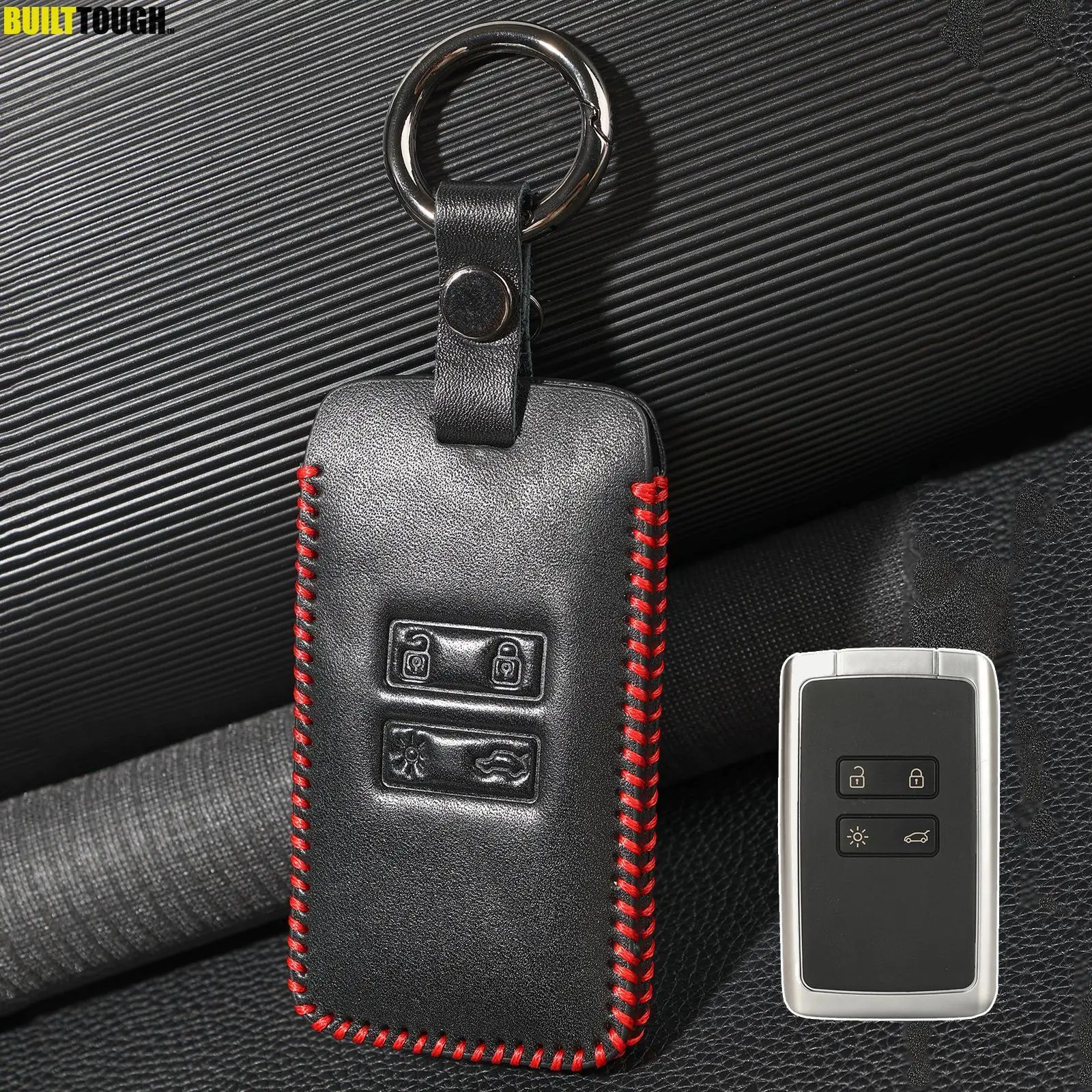 4 Button PU Leather Car Remote Key Fob Chain Ring Holder Cover Case Shell For Renault Koleos Kadjar Captur Espace Megane Fluence