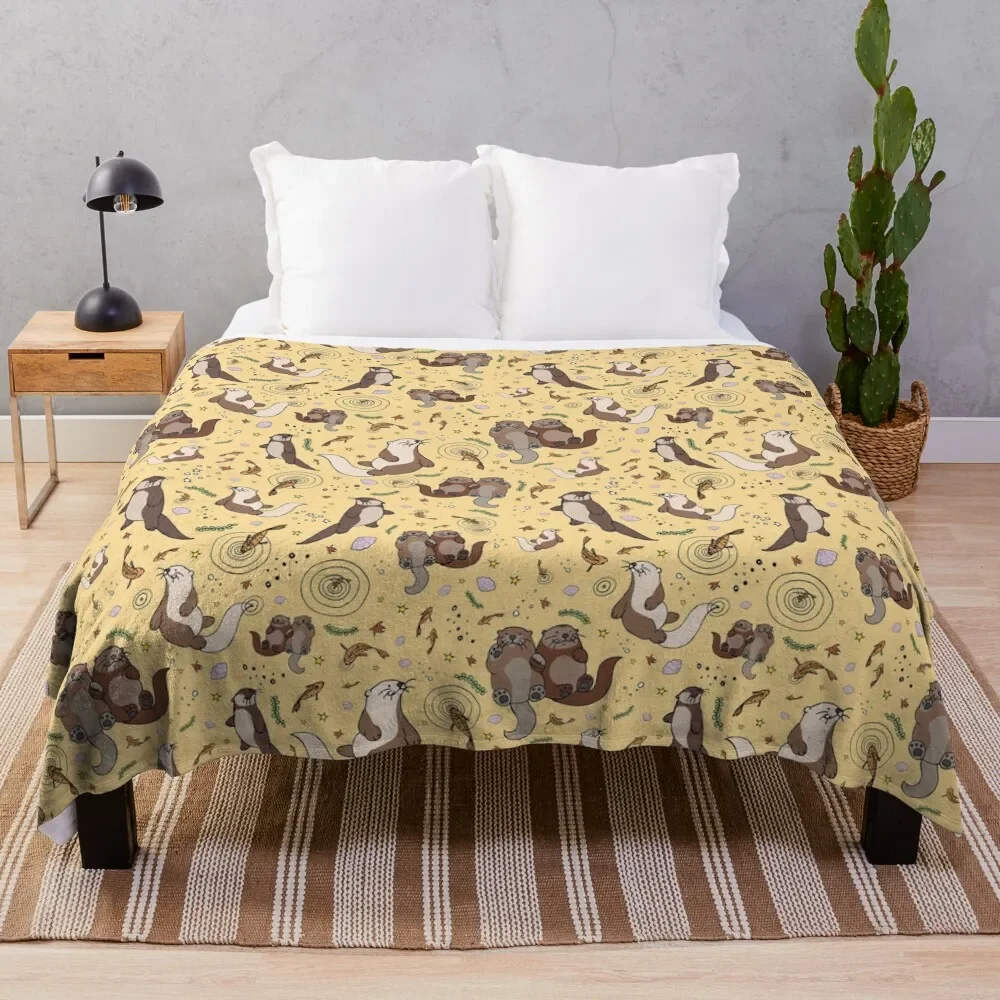 

Otters in Yellow Throw Blanket Soft wednesday Blankets
