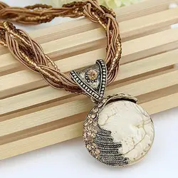 Bohemia Necklace Crack Peacock Pendant Multilayer Colorful Natural Stone Beads Chain Vintage Necklace Jewelry Fashion For Women