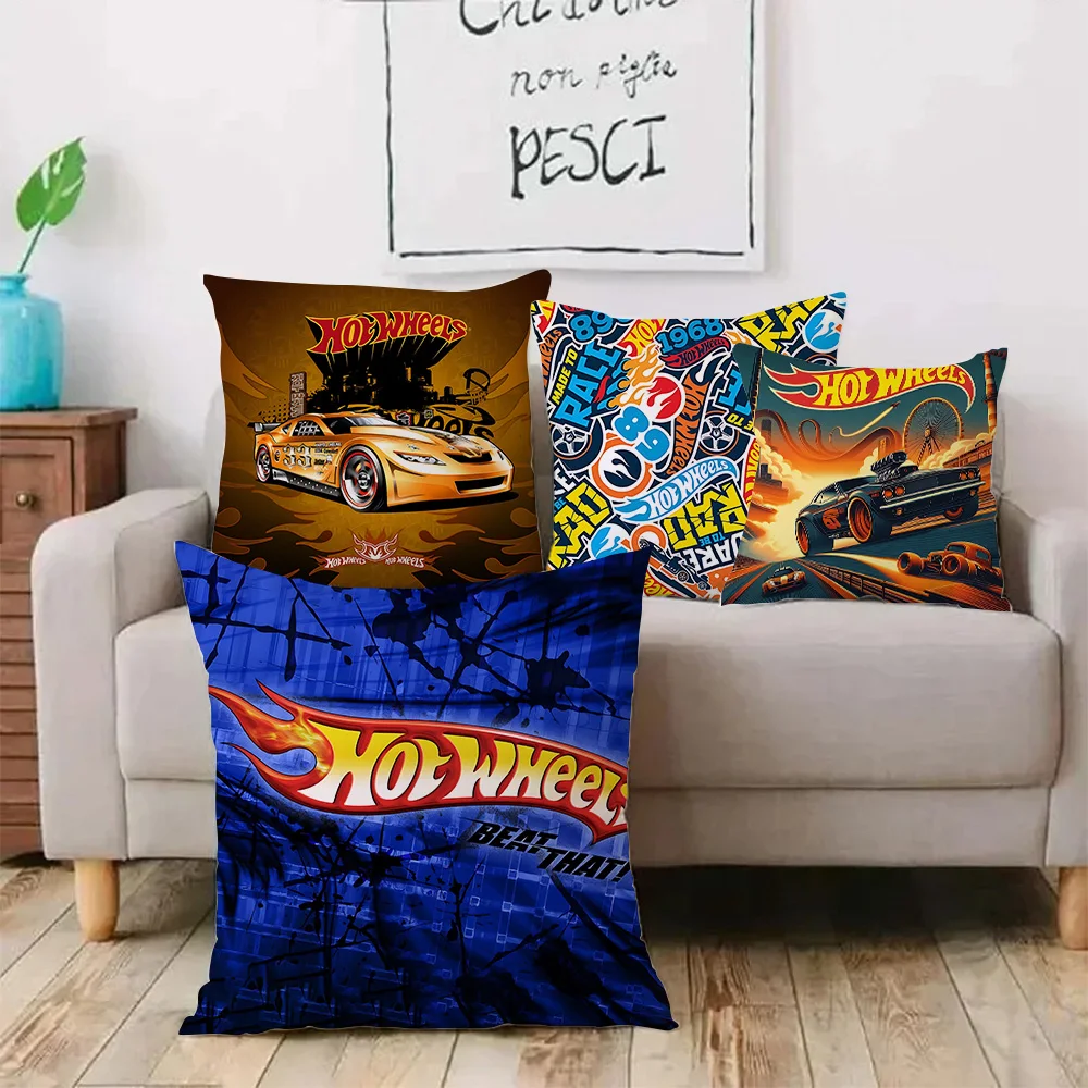 Cool Toys Hot Wheels Racing Pillow Covers Cartoon Sofa Decorative Home Double-sided Printing Short Plush Cute Cushion Cover