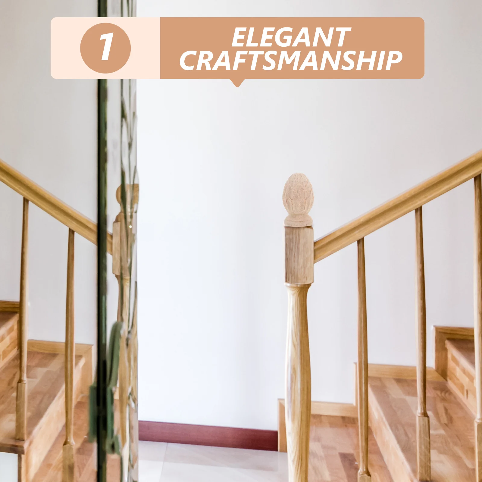 

Unique Pineapple Wood Finial Decorative Staircase Post Caps Carved Wood Finials for Furniture Indoor Decoration