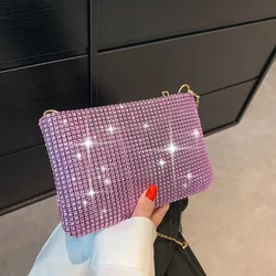 Bling Rhinestone Evening Clutch Bag Women Korean Diamond Chain Bag Dinner Party Handbag Purse Ladies Small Square Shoulder Bag