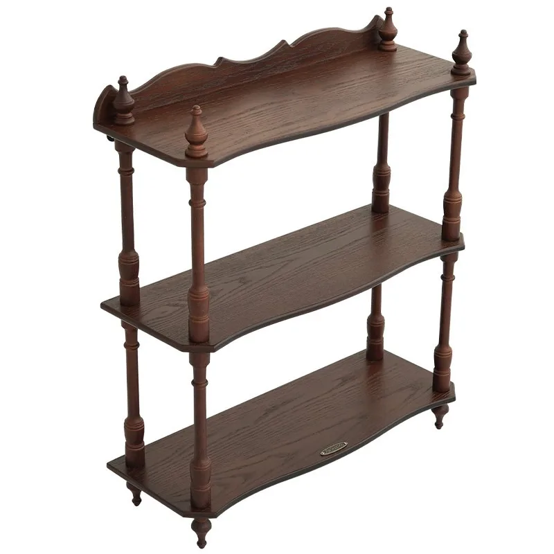 Retro French Style Tabletop Display Stand, Multi-layer Solid Wood Storage Rack for Collectibles, Toys and Cup Holder