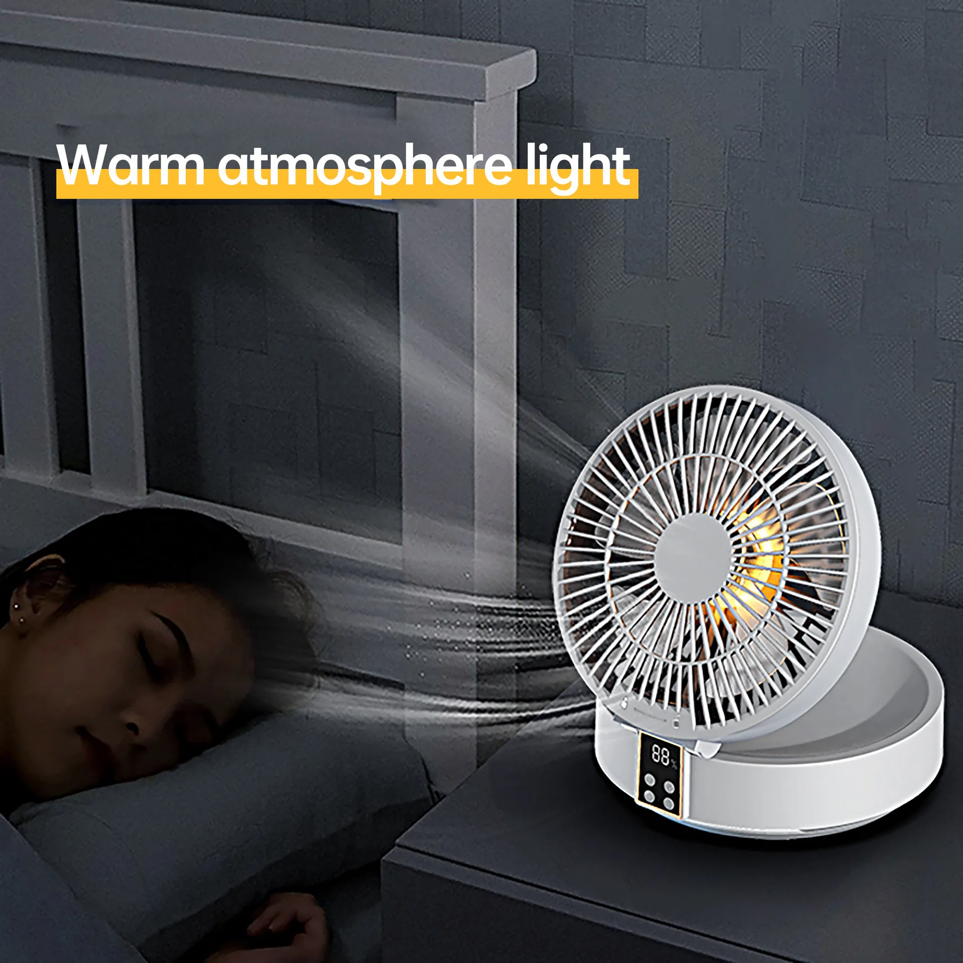 Ventilador de Camping remoto recargable, circulador portátil de escritorio, ventilador eléctrico de techo inalámbrico con Banco de energía, iluminación LED, 4000mAh