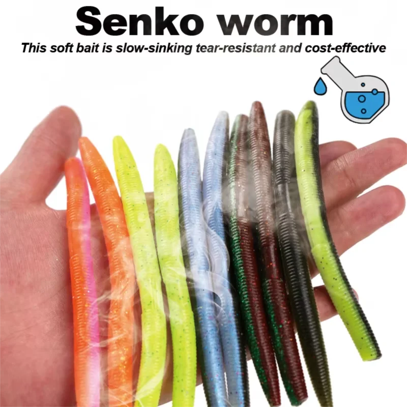 Paquete de 10 Uds. De señuelo de gusano de silicona, cebo Artificial Senko de 10cm, gusano de hundimiento lento, Wobblers de lubina, cebo de gusano de pan perfumado con infusión de sal