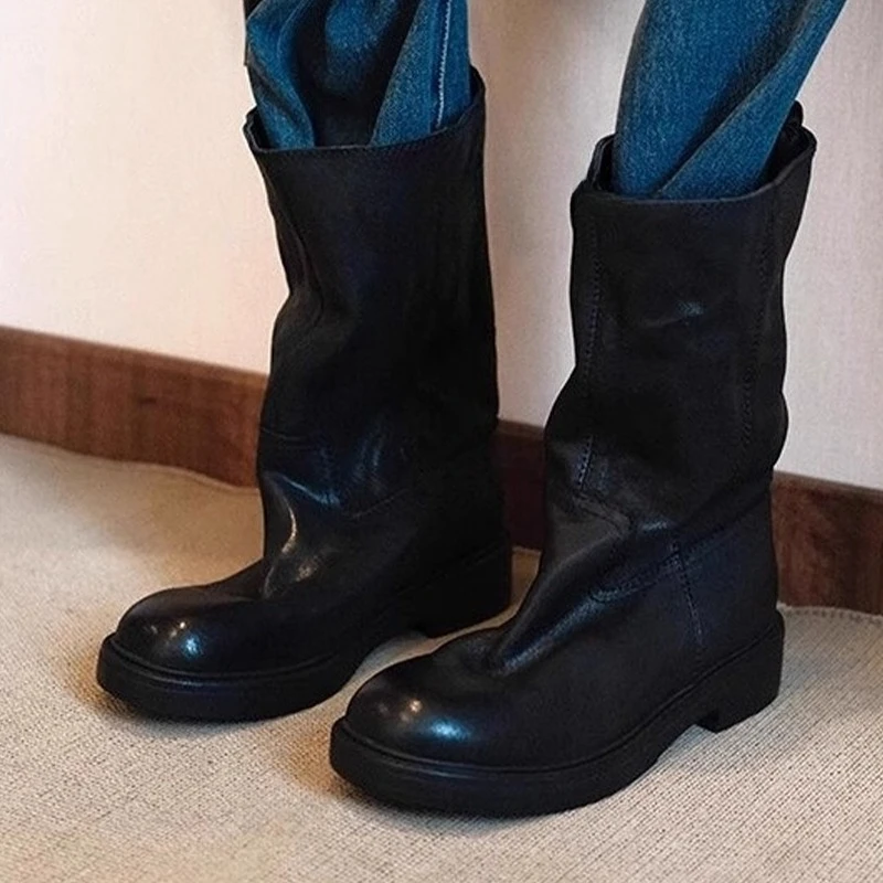 Flats Women's Ankle Boots Fashion Dress Shoes Designer Cozy Winter Woman Boots 2025 New Trend Casual Walking Femme Chelsea Botas