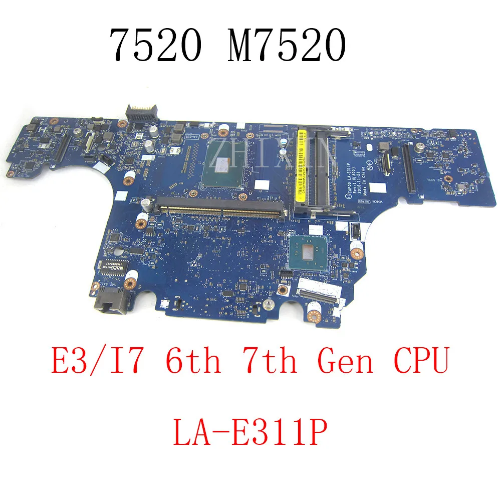 

yourui For DELL Precision 7520 M7520 Laptop motherboard With E3/I7-6th 7th Gen CPU CAP00 LA-E311P MB Full Test