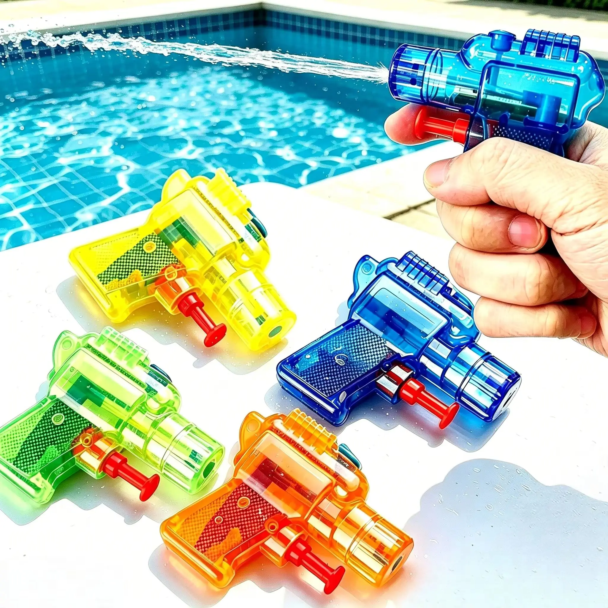 Pistola de Agua Transparente Mini, Pistola de Agua Portátil para Playa, Piscina, Actividades al Aire Libre, Peleas de Agua, Actividades Grupales y Fiestas