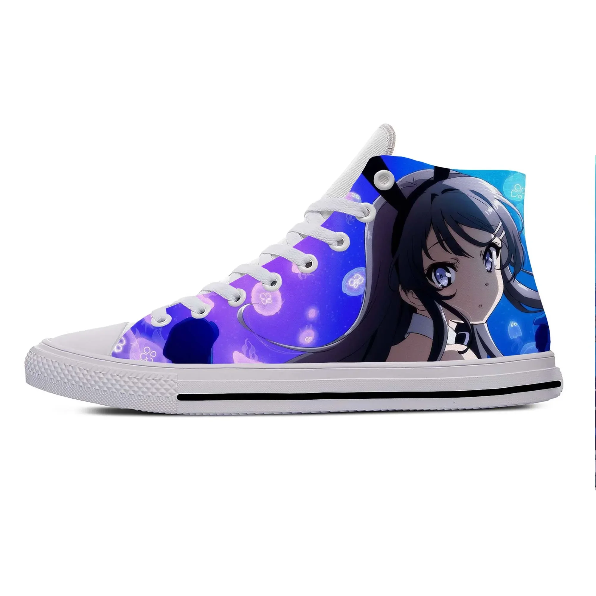 

Hot Cool Anime Cartoon Bunny Girl Sakurajima Mai Casual Shoes High Top Lightweight Men Women Sneakers Breathable Board Shoes