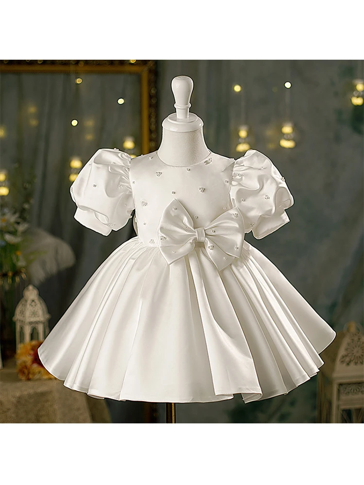 Kinder prinzessin kleid, Mädchen geburtstags feier, flauschiges Kleid, weiße Blumen mädchen hochzeit, kleines Mädchen kleid, High-End