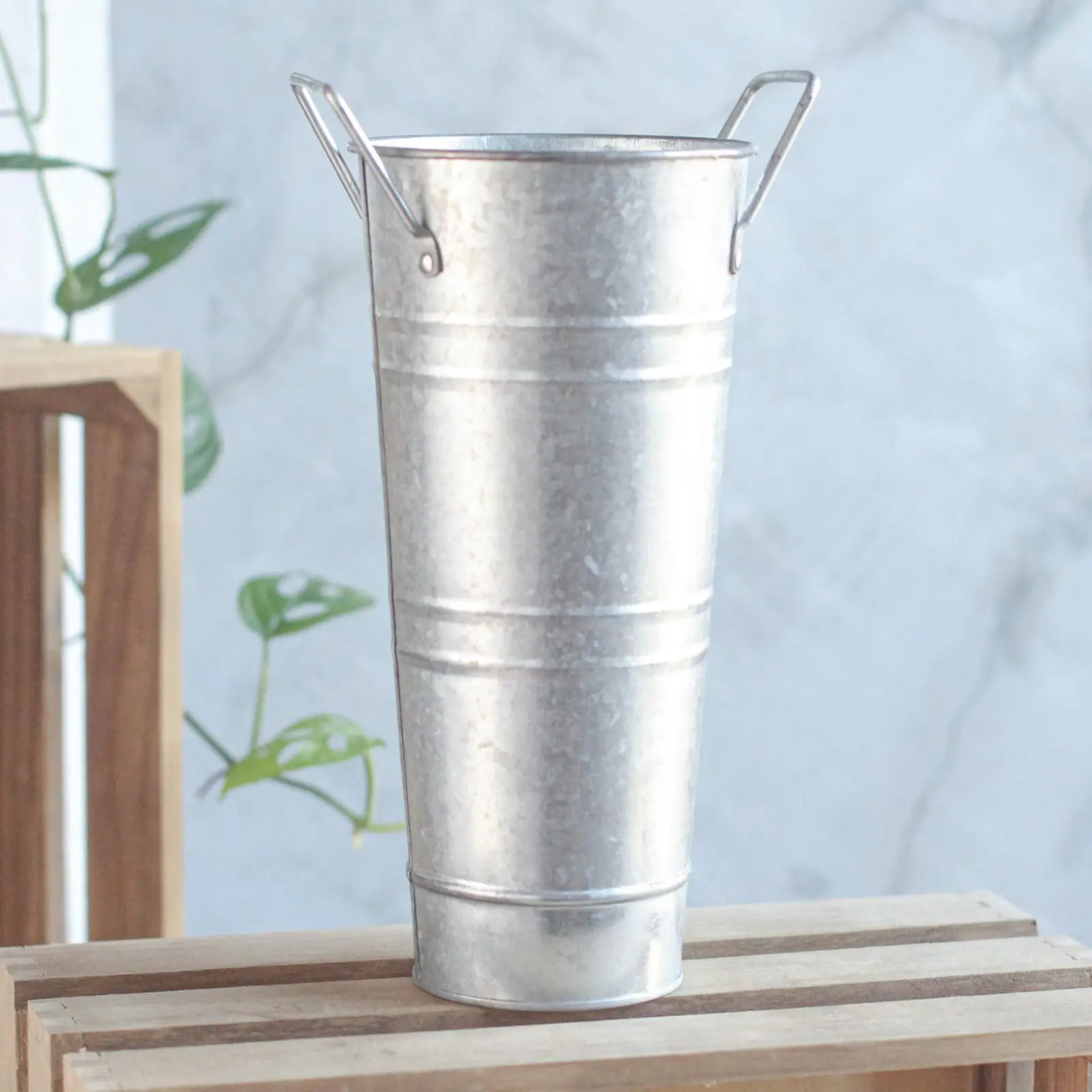 Metal Vase 4 Piece Metal Tall Galvanized Decorative 4.33in Farmhouse Flower Vase for Home Kitchen Entryway Bedroom Living Room