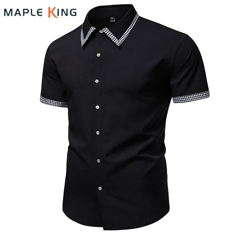 

Men's Summer Shirt Homme Luxe Plaid Patchwork Color 2026 Formal Dress Man Social Business Shirts Tops De Fiesta Hawaiana Hombre