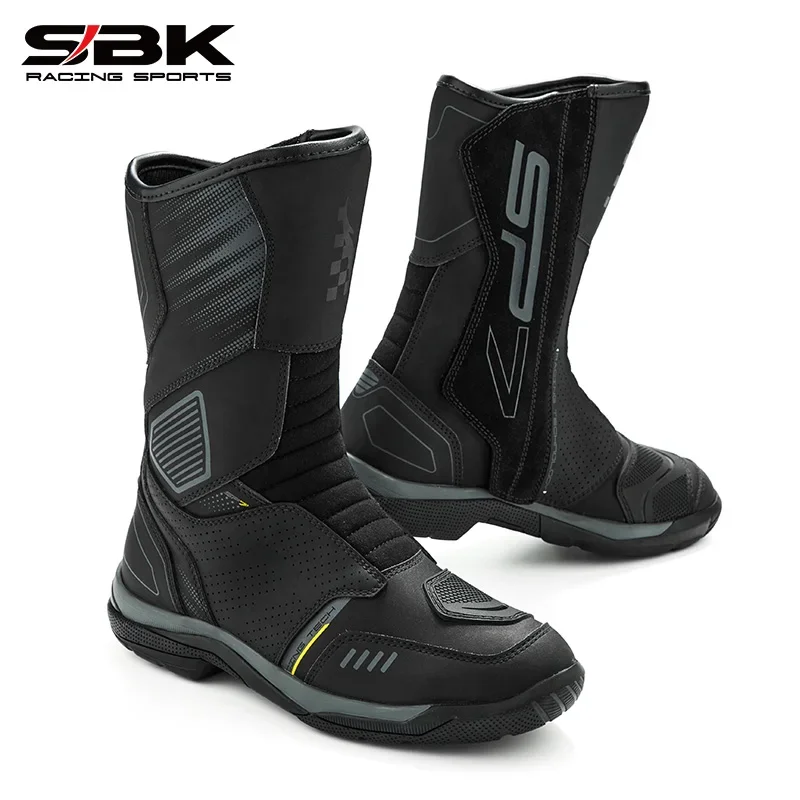 

SBK Men Motorcycle Boots Black Protective Waterproof Breathable Rally Boots Rubber Outsole Protective Gear for Riders