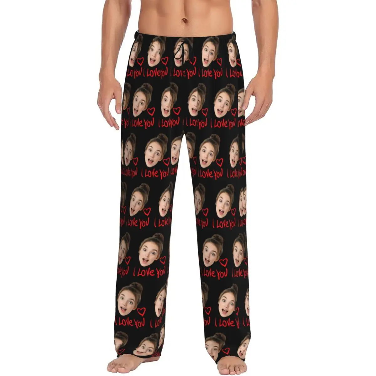 

Custom Men's Woman I Love You Face Pajama Pants Printed Mother's Day Sleep Sleepwear Bottoms with Pockets