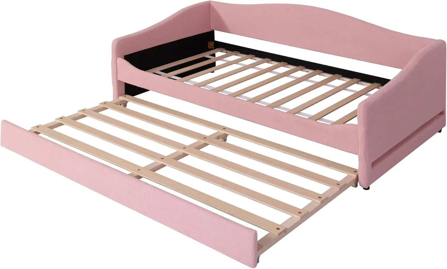 Twin Size estofados Daybed com luzes LED e moldura, moderno Bed Track Design, Teddy Fleece, sofá-cama Frame, sem Box Spring