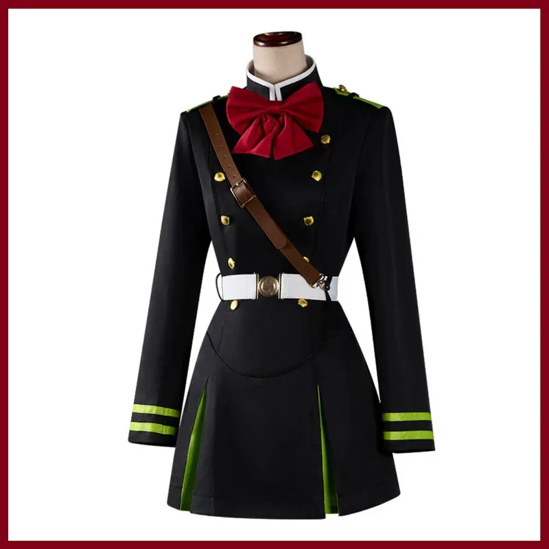アニメ終わりのセラフミツバ三番コスプレ衣装黒軍服ドレスベルト女性のセクシーなカーニバルクリスマススーツ vl;6