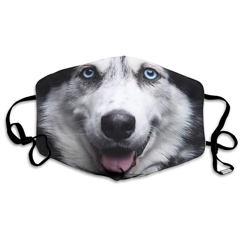 Outdoor Mask Breathable Cold Proof Warm Windproof Washable Reusable Animal Dog Cat Tiger Printed Adjustable Belt