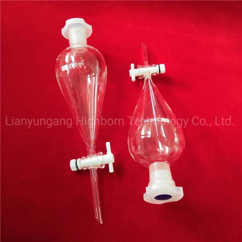 24/29 High Borosilicate Glass Pear Shaped Pyriform Separatory Funnel with glass Standard Taper Stopper Lab Supplies