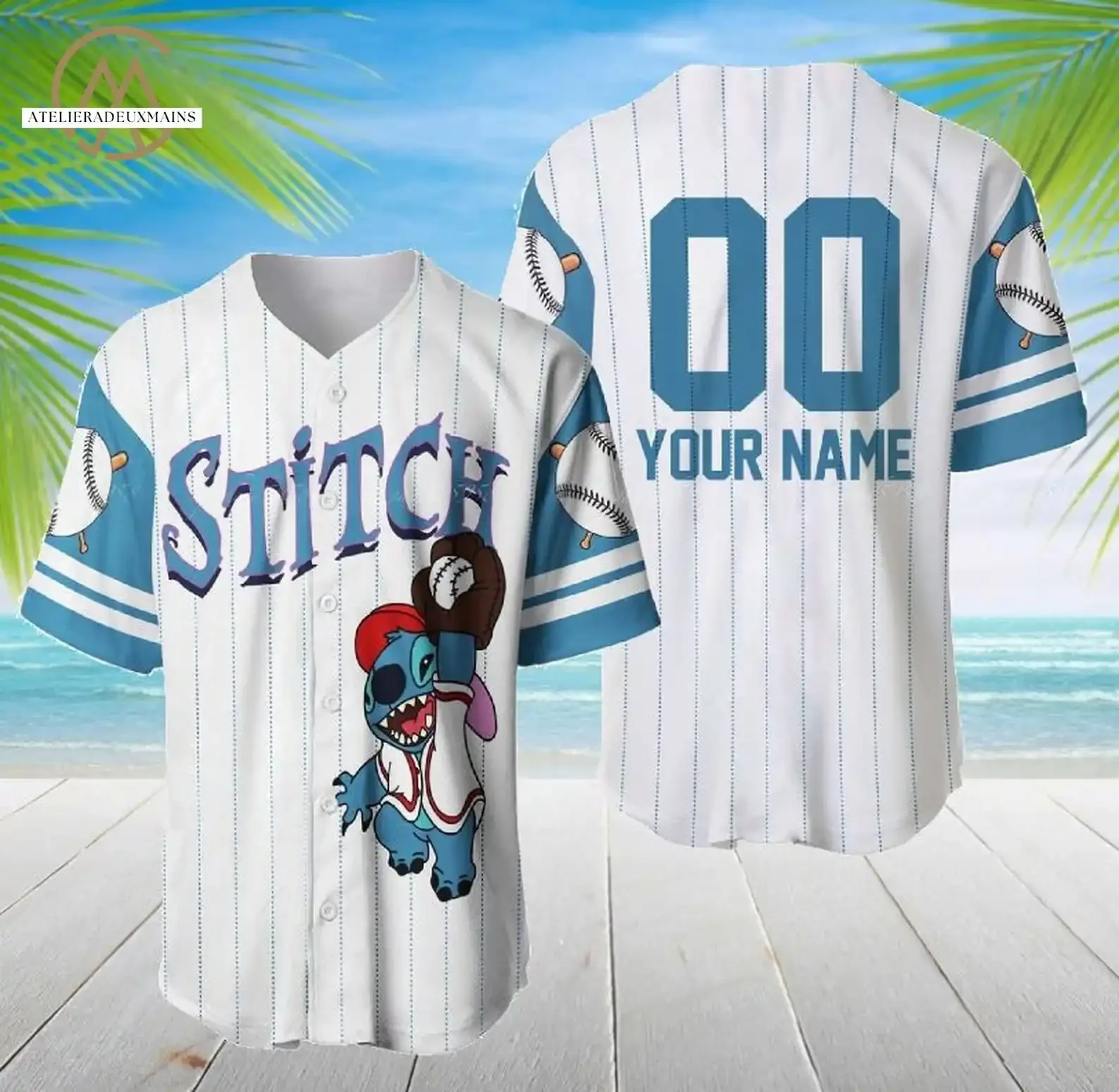 Custom Name Stitch Baseball Jersey Kids Adult Baseball Jersey Sports Outfits Disney Baseball Jersey Casual Short-sleeved Shirt