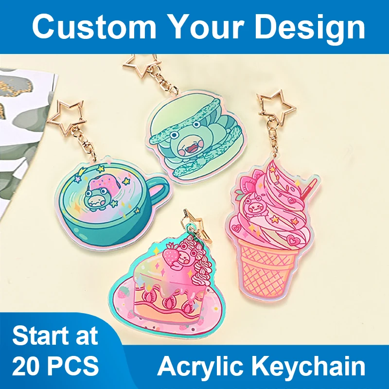 Custom Clear Acrylic Keychain Logo Cartoon Epoxy Keychain Charm Stand Plastic Key Chain Anime Acrylic Keychain Custom