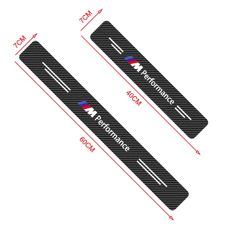 4pcs Car Door Sill Threshold Carbon Fiber Plate Decals Stickers For BMW M Performance E36 E46 E60 E90 E91 E92 E93 F30 F20 M3 X5