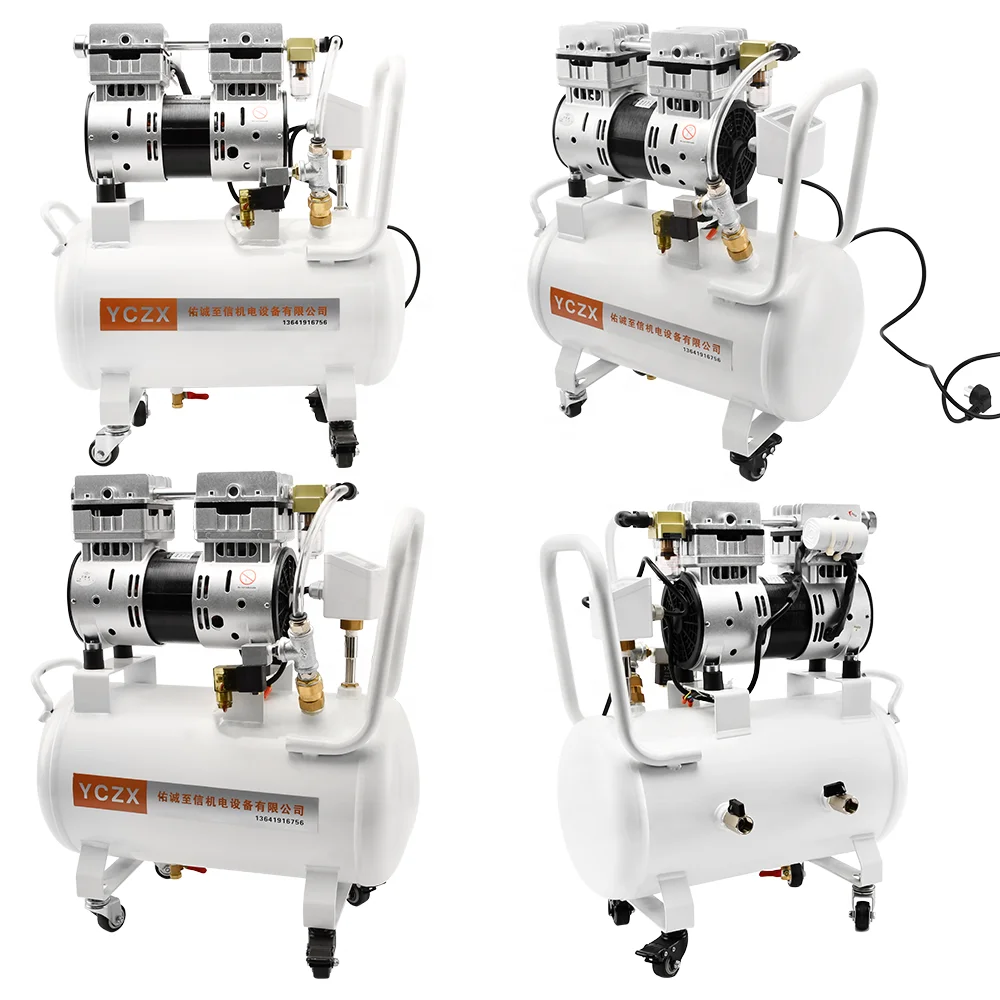 Wysokociśnieniowa 120 l/min 98 kPa 220 V 600 W dwustopniowy zestaw tłokowych pompy próżniowej bezolejowa ze zbiornikiem magazynującym powietrze 20 l niestandardowe wsparcie ODM