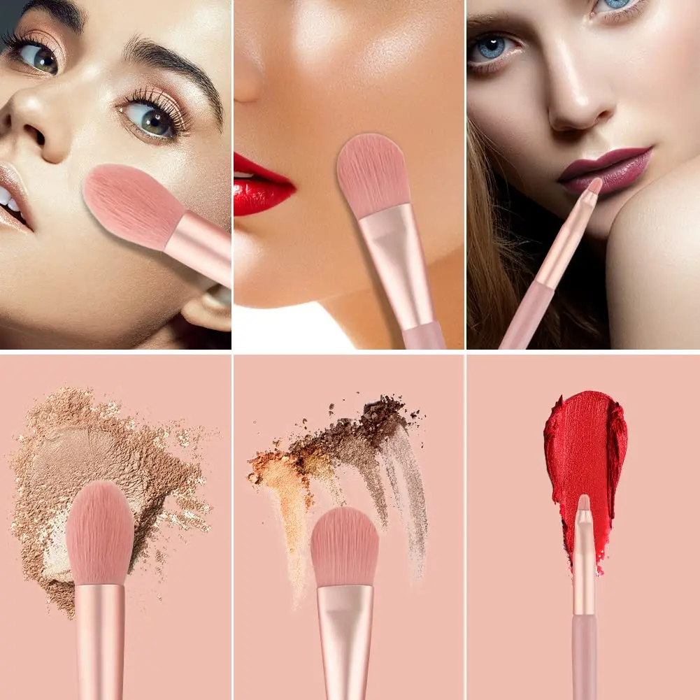 Ensemble de pinceaux de maquillage, 8 pièces, fond de teint synthétique de qualité supérieure, correcteurs pour les yeux, rose 256