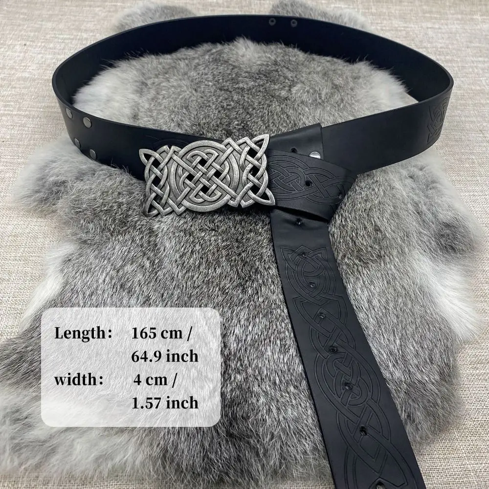 Retro Embossed Viking Renaissance Buckle Belt Printing PU Celtic Belt Knight Leather Medieval Waistband Decorations