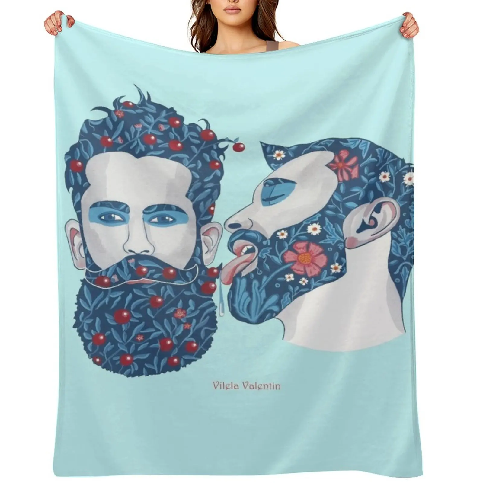 Manta de Lana Kirsche Essen, Regalo Personalizado, Diseño a Cuadros para el Sofá, Mantas Retro Hermosas