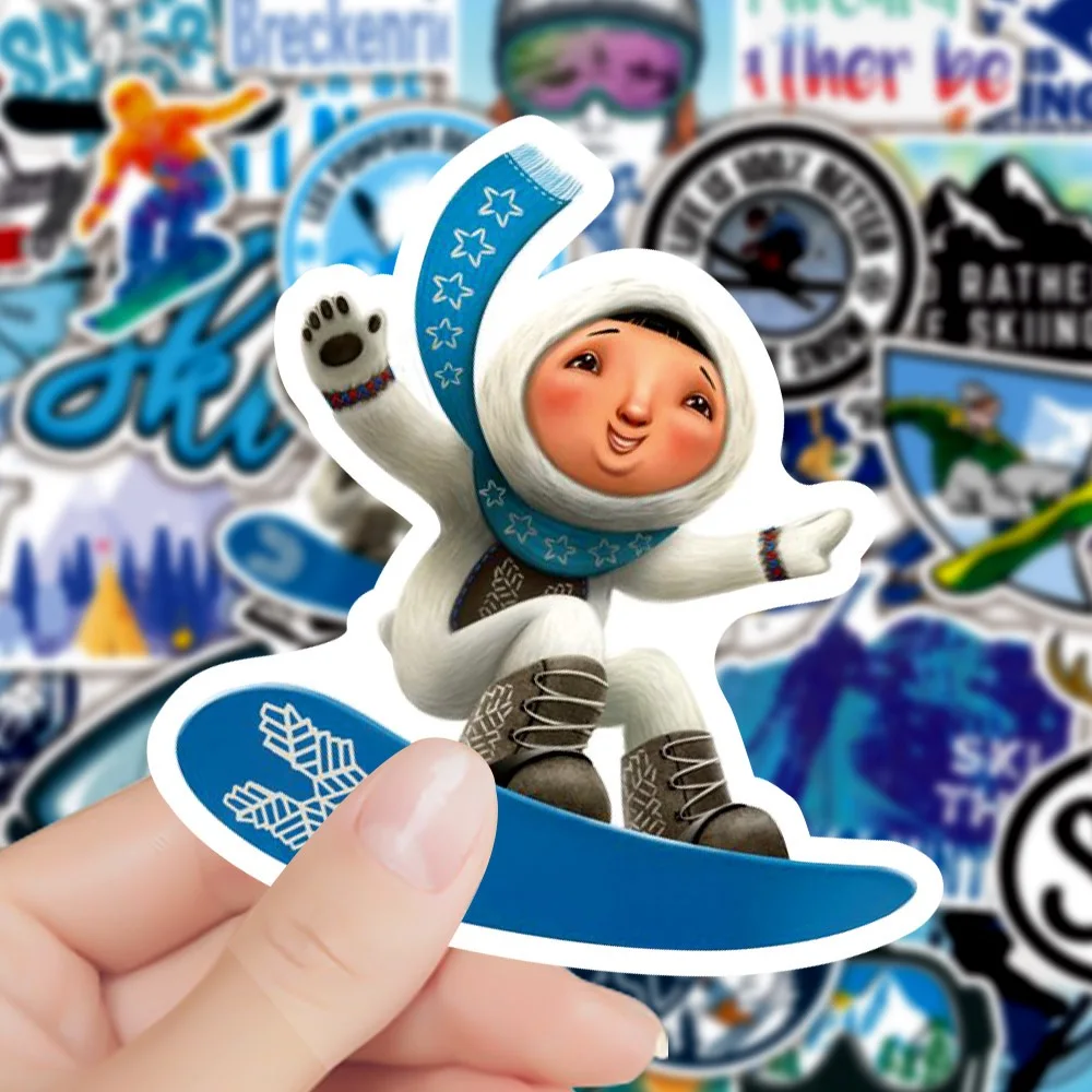 10/50Pcs Funny Winter Ski Skiing Stickers Graffiti Decals Toy DIY Snowboard Luggage Laptop Waterproof Car Styling Sticker